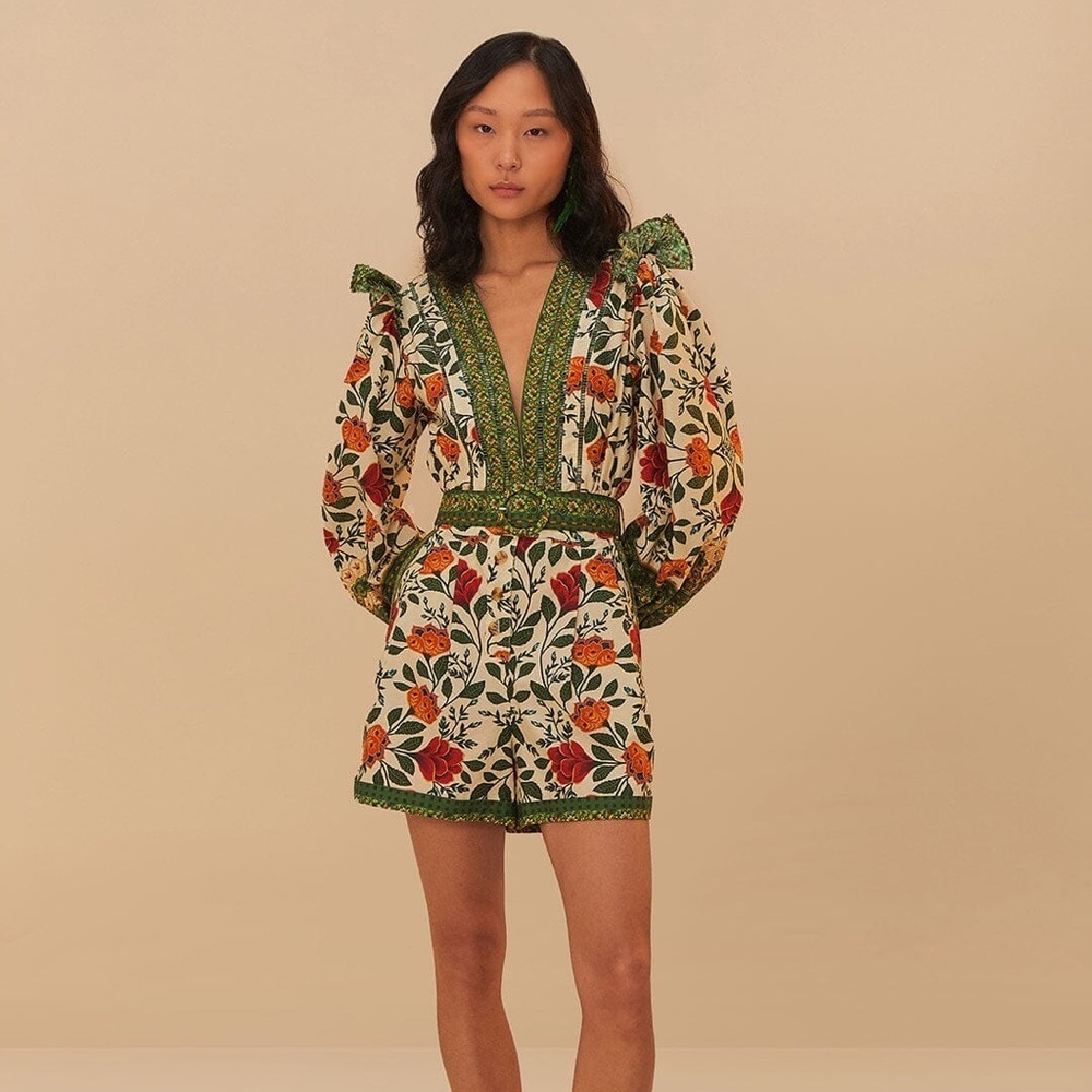 Farm Rio: Sand Garden Tapestry Organic Cotton Romper